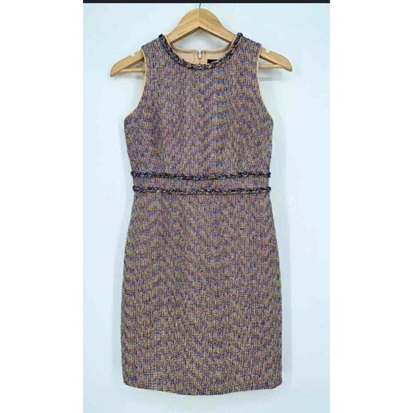 J. Crew Sheath Dress in Gold Blue Twinkle Tweed Size 0 / NWT - Picture 5 of 9